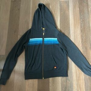 Aviator nation charcoal blue striped zip up